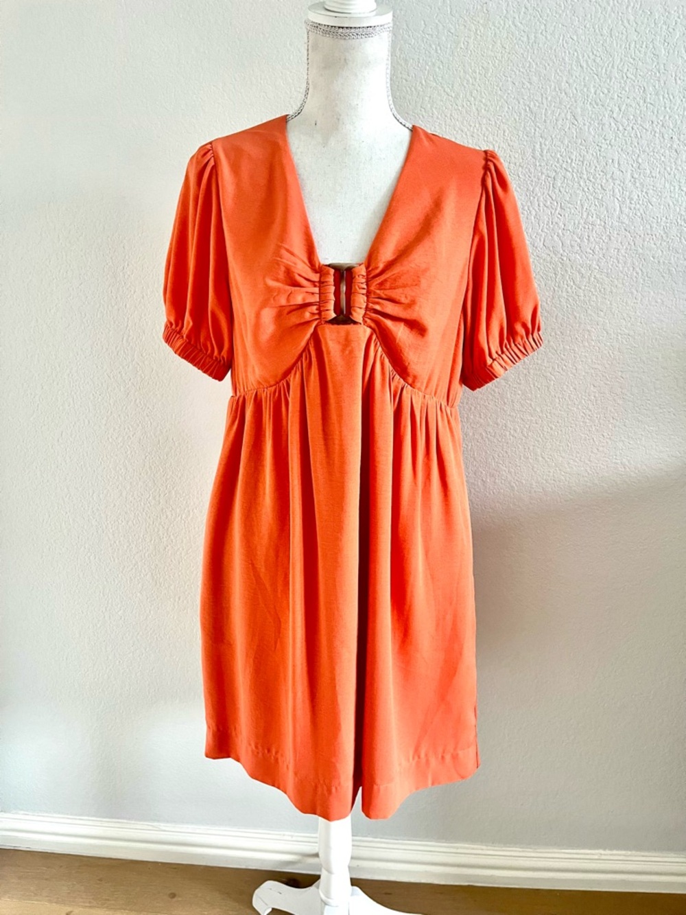 Joy Joy Orange Mini Dress with Knot Front